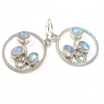 Pure silver rainbow moonstone high design earrings